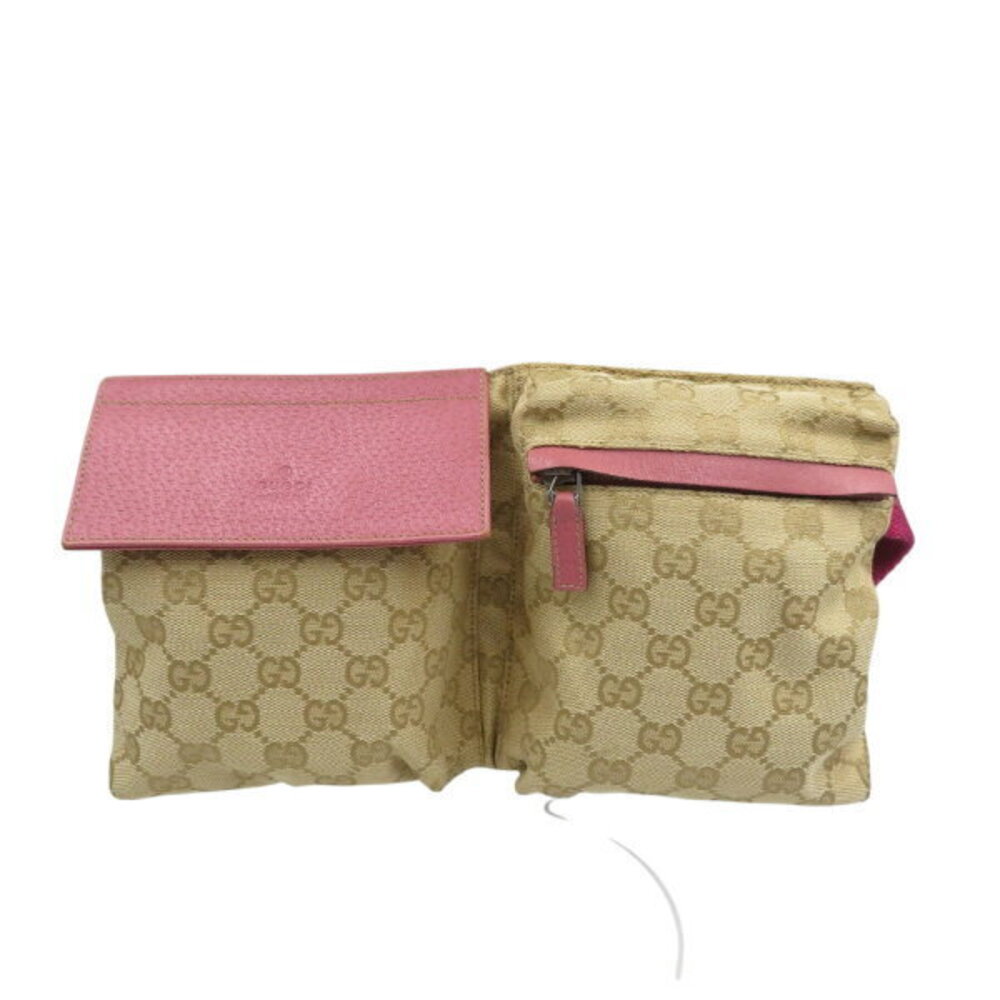 Gucci GG Canvas Beige Pink Body Bum Crossbody Belt Bag Waist
